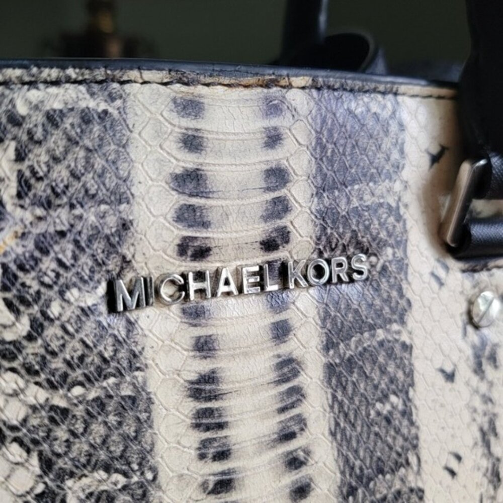 Michael Kors Selma Large Black Cream Python Embos… - image 6